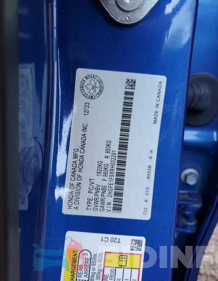 2HGFE1F9XRH002291 Photo# 12