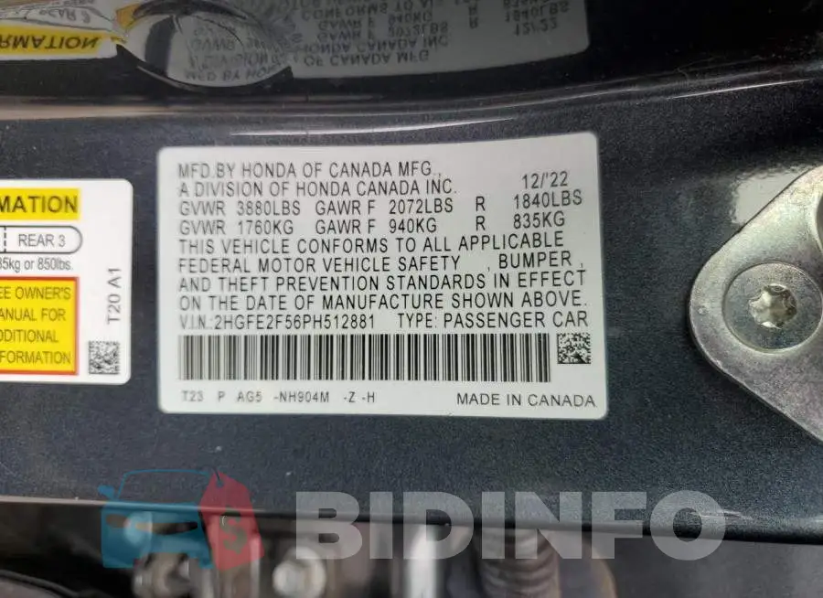 2HGFE2F56PH512881 Photo# 12