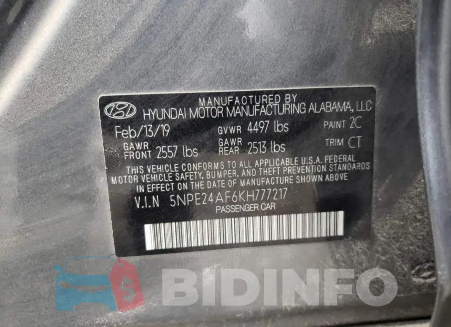 5NPE24AF6KH777217 Photo# 12