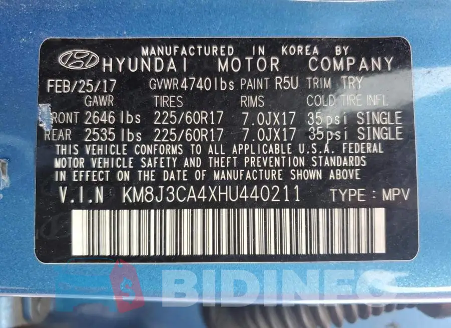 KM8J3CA4XHU440211 Photo# 14