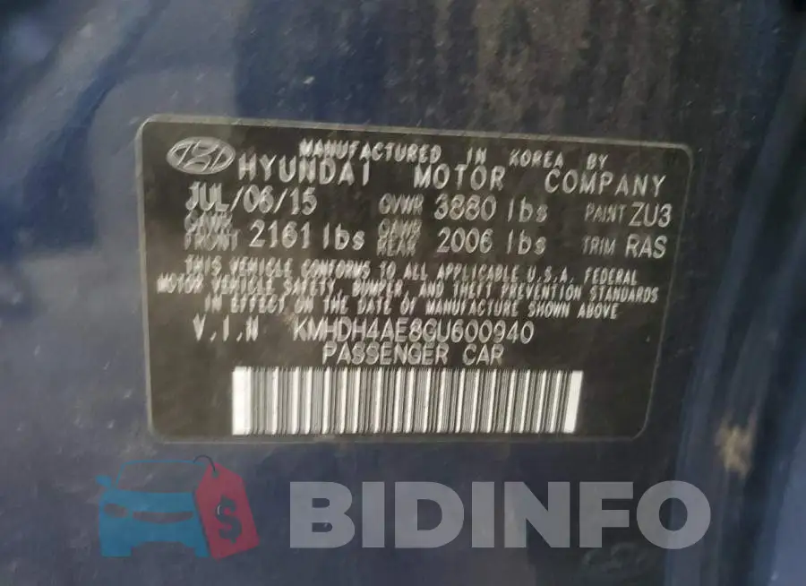 KMHDH4AE8GU600940 Photo# 12