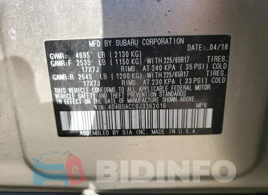 4S4BSACC0J3362016 Photo# 13
