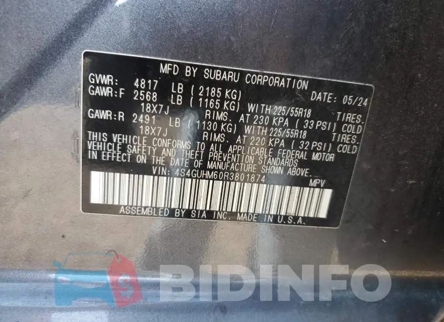 4S4GUHM60R3801874 Photo# 14
