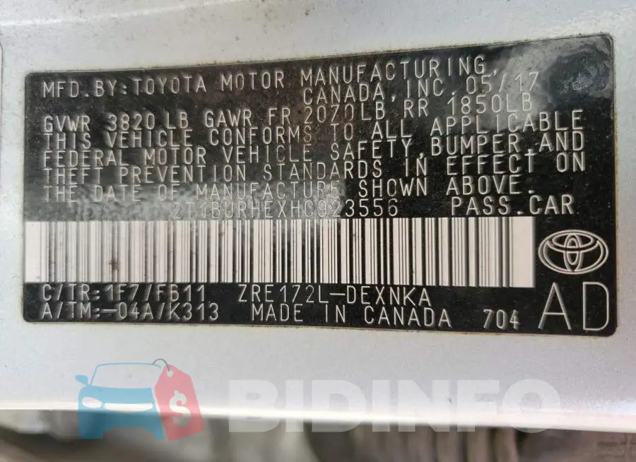 2T1BURHEXHC923556 Photo# 12