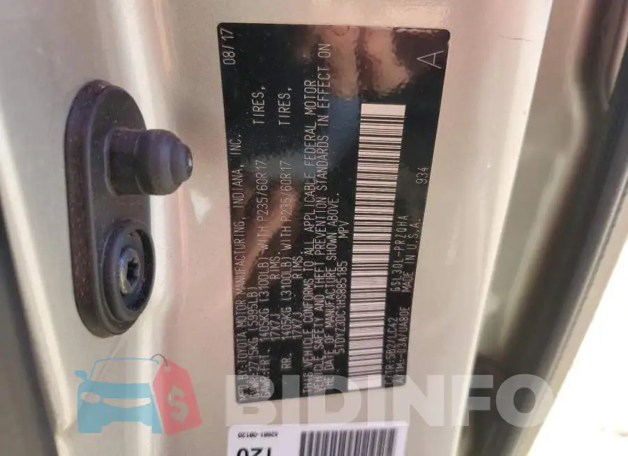 5TDYZ3DC1HS885185 Photo# 13