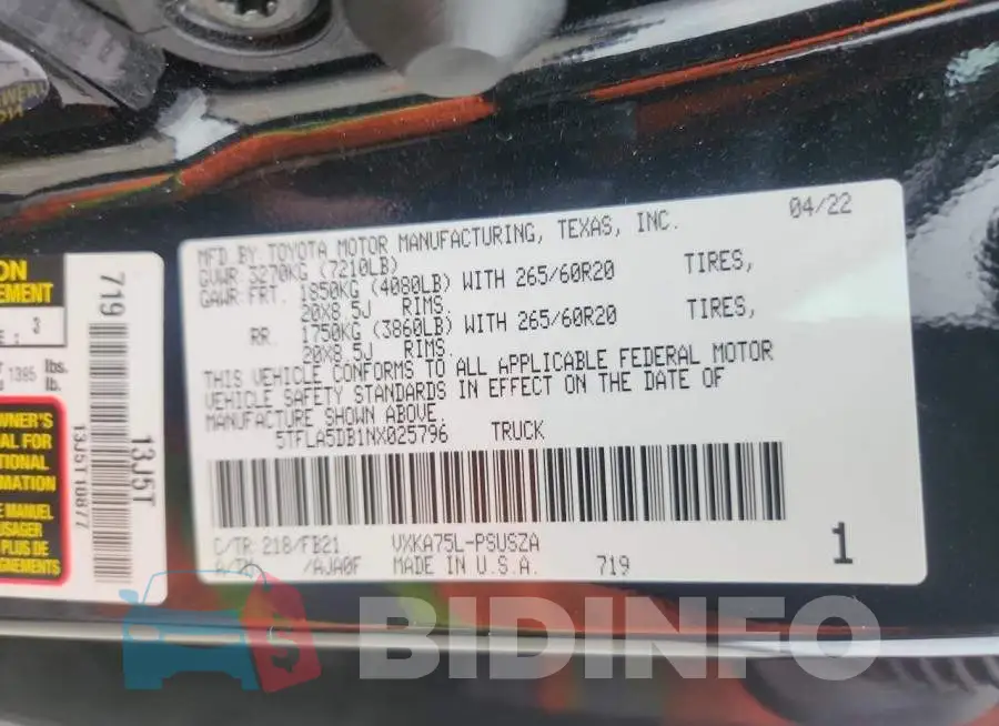 5TFLA5DB1NX025796 Photo# 12