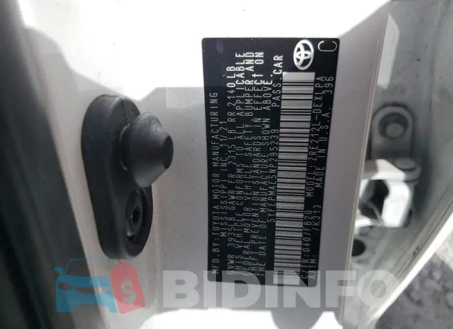 5YFEPMAE5NP295239 Photo# 13