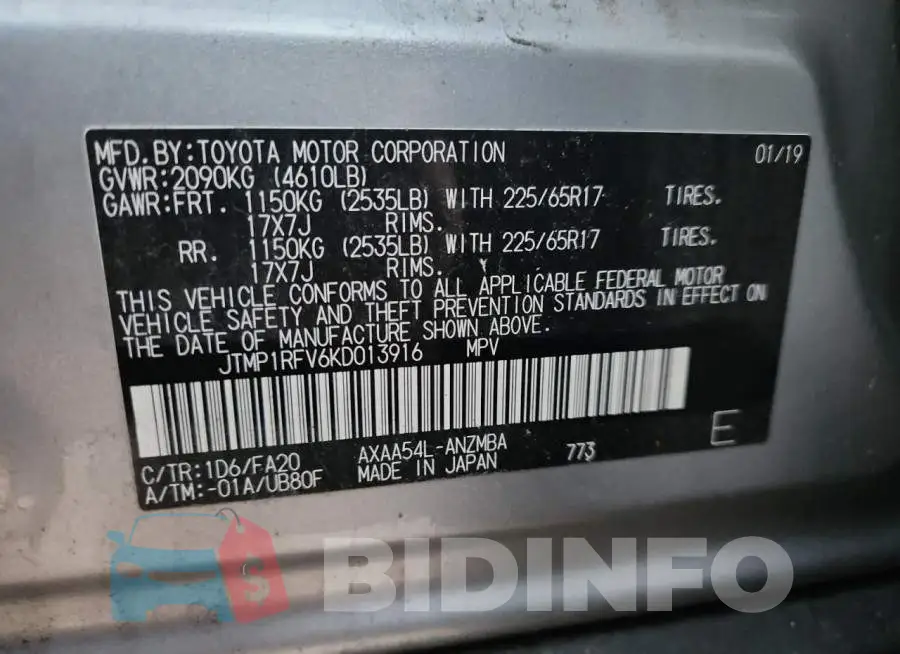 JTMP1RFV6KD013916 Photo# 13