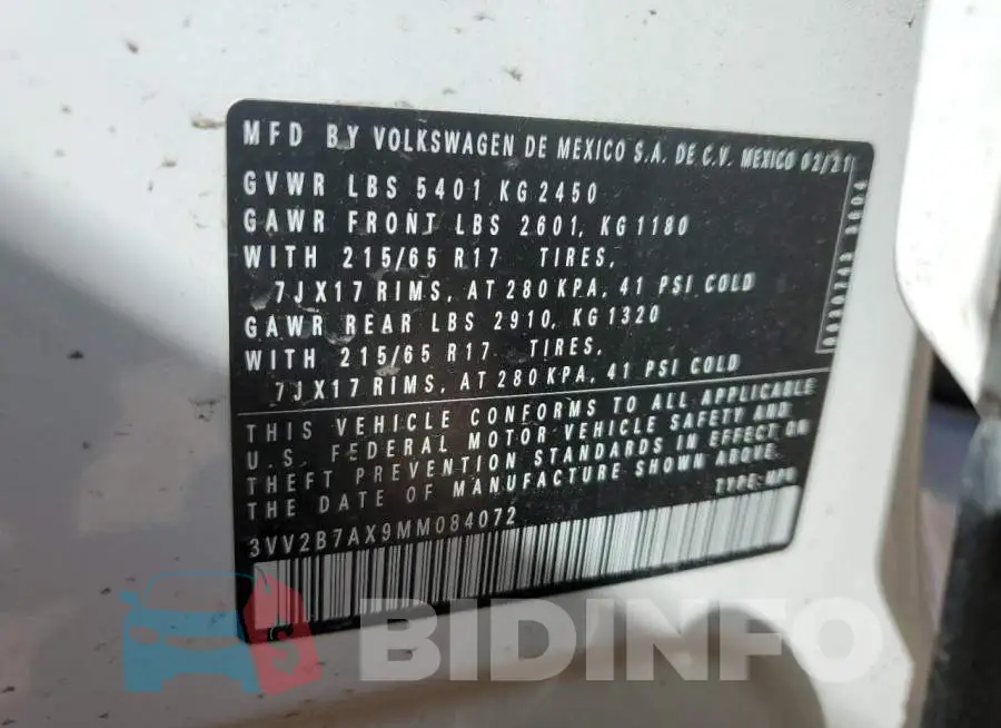 3VV2B7AX9MM084072 Photo# 13