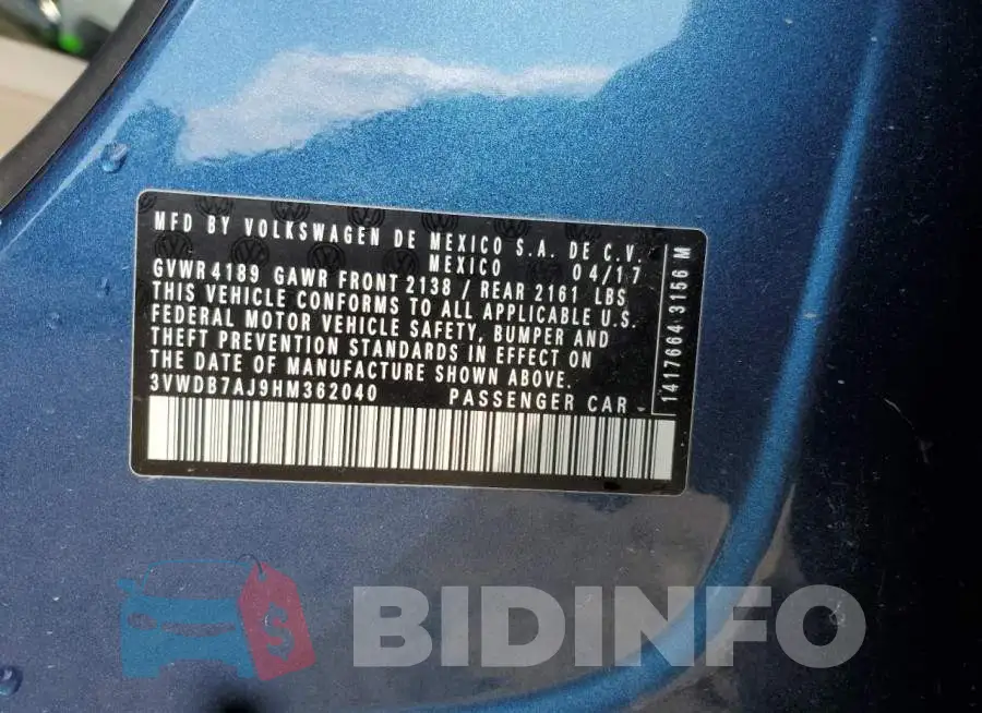 3VWDB7AJ9HM362040 Photo# 12