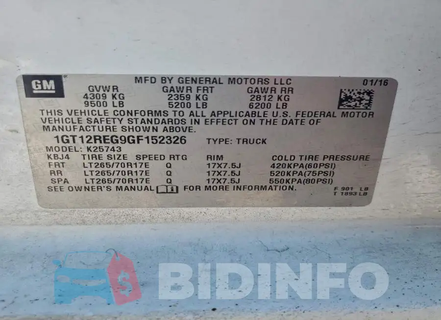 1GT12REG9GF152326 Photo# 12