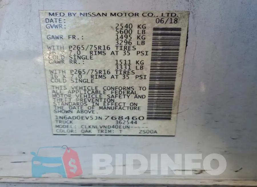 1N6AD0EV5JN768460 Photo# 12