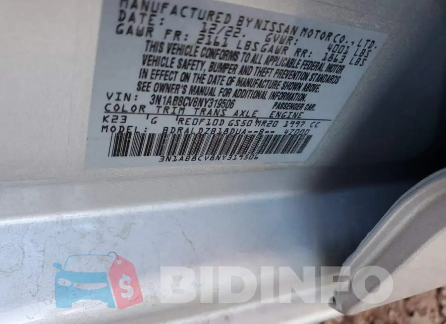 3N1AB8CV8NY319506 Photo# 13