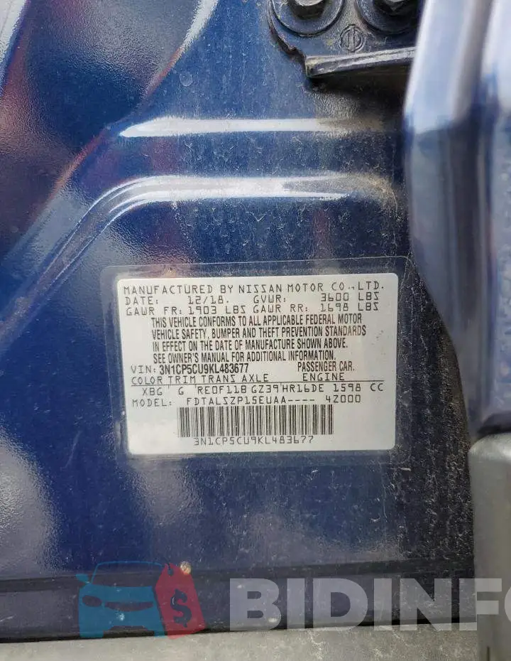 3N1CP5CU9KL483677 Photo# 14
