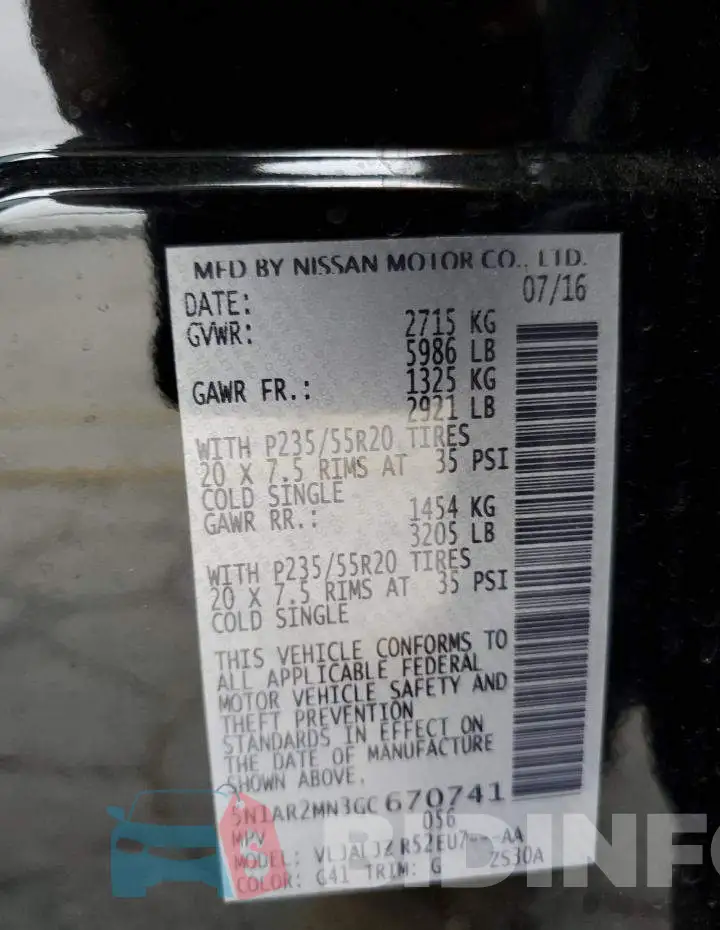 5N1AR2MN3GC670741 Photo# 12