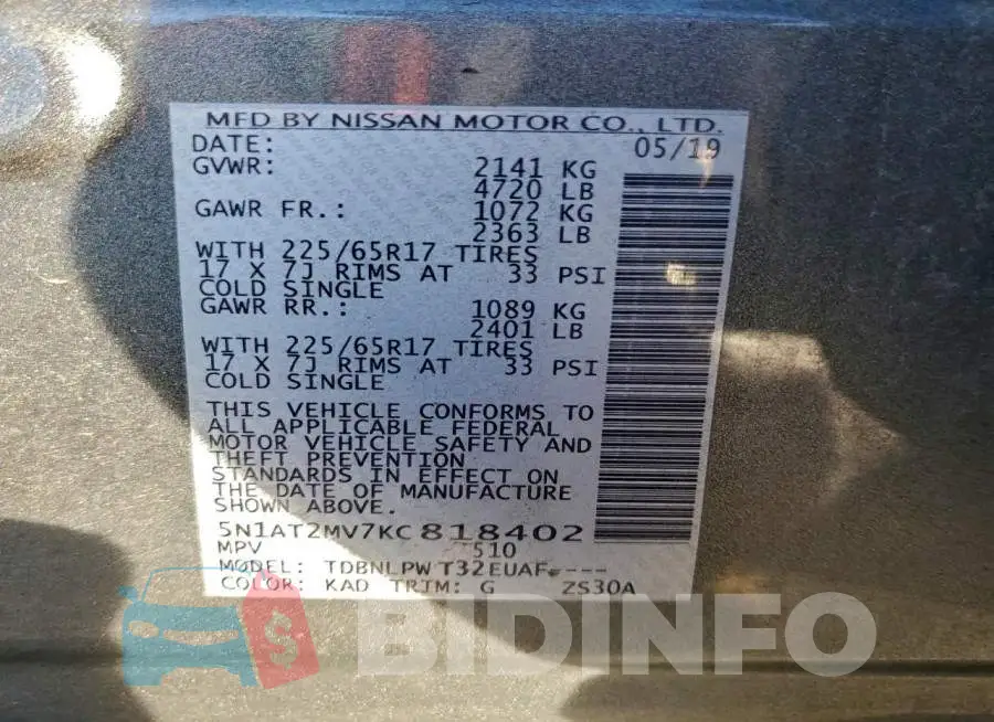 5N1AT2MV7KC818402 Photo# 13
