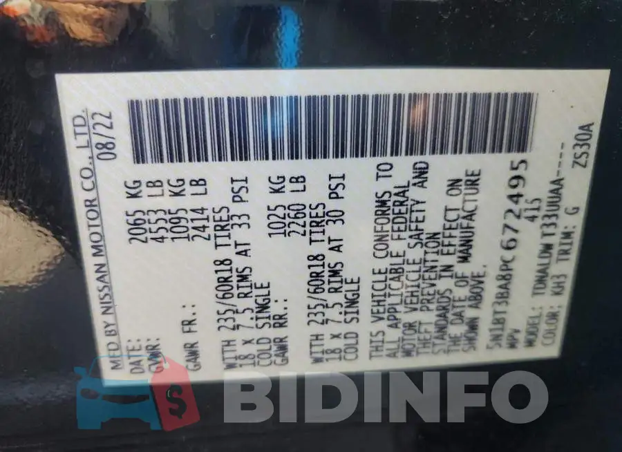 5N1BT3BA8PC672495 Photo# 12