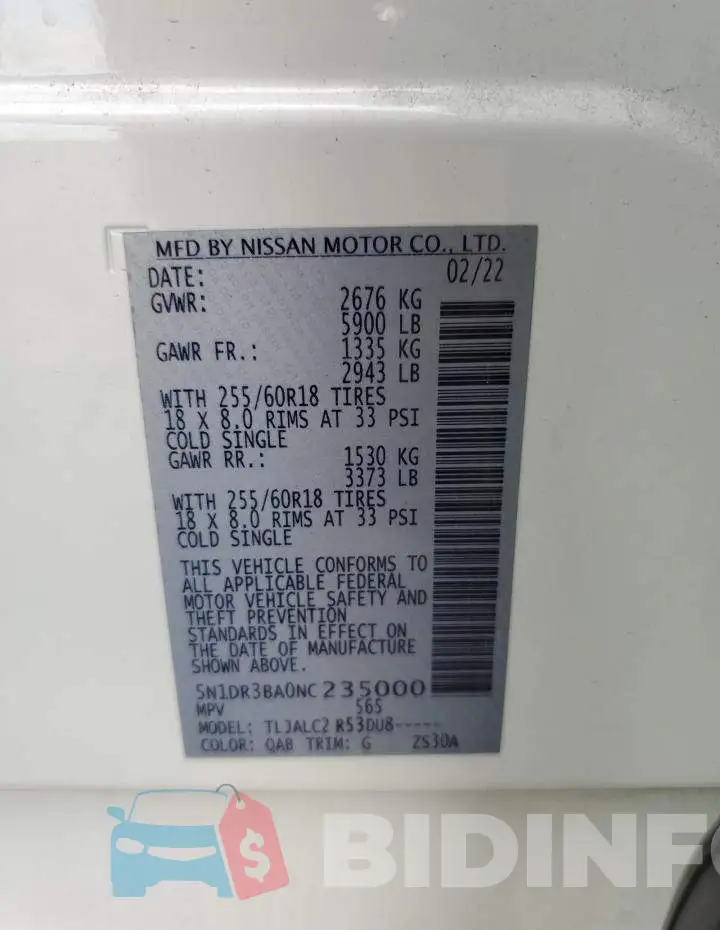 5N1DR3BA0NC235000 Photo# 14
