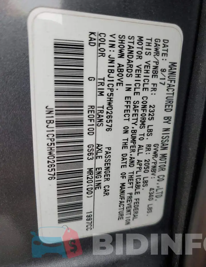 JN1BJ1CP5HW026576 Photo# 13