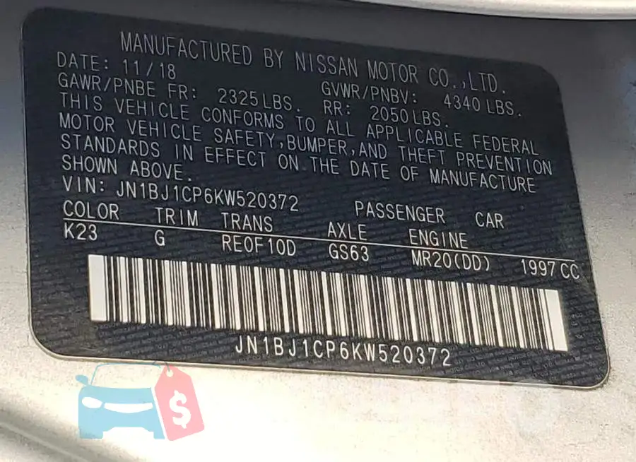 JN1BJ1CP6KW520372 Photo# 13