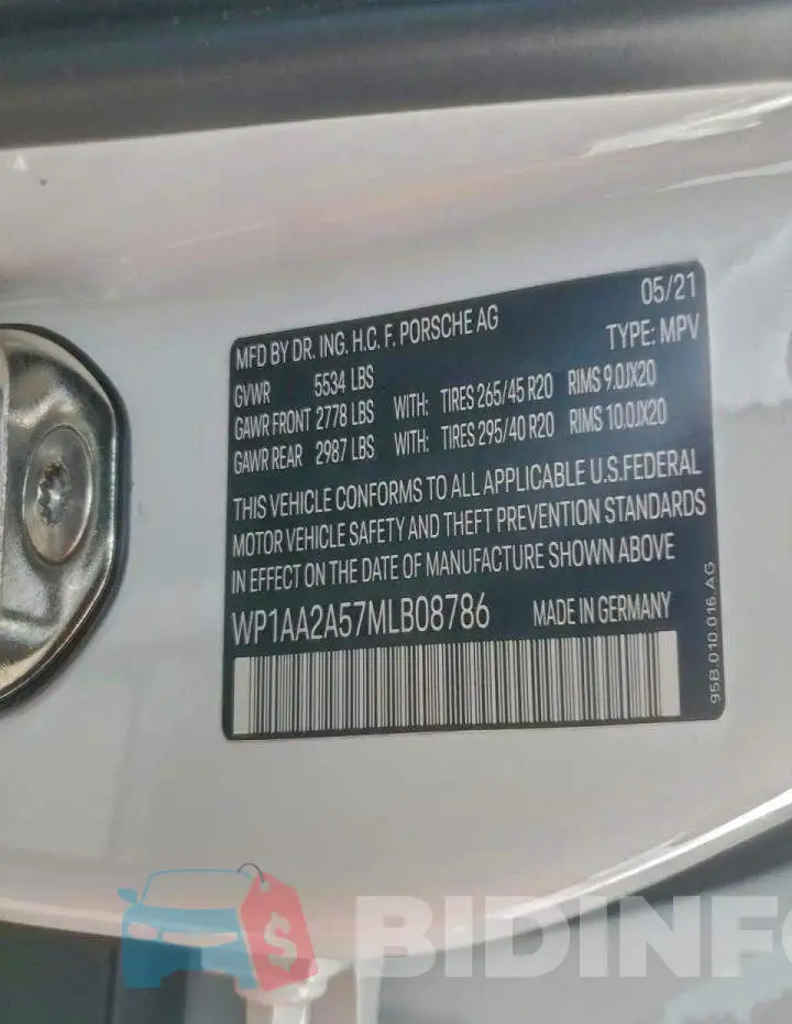 WP1AA2A57MLB08786 Photo# 13