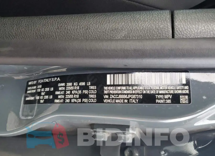 ZACCJBBB6JPG87310 Photo# 13