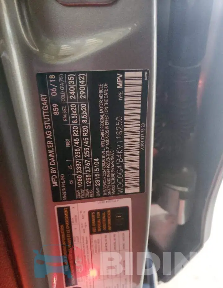 WDC0G4JB4KV118250 Photo# 12