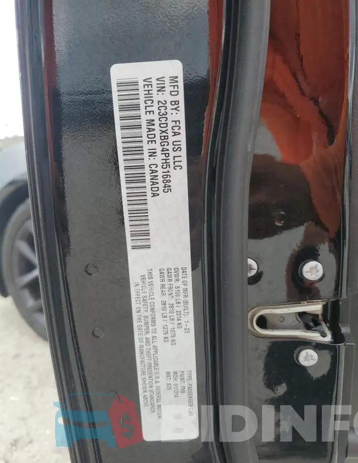 2C3CDXBG4PH516845 Photo# 12
