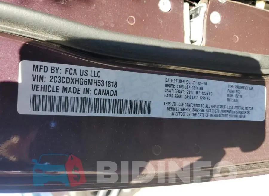 2C3CDXHG6MH531818 Photo# 12