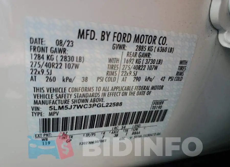 5LM5J7WC3PGL22588 Photo# 12