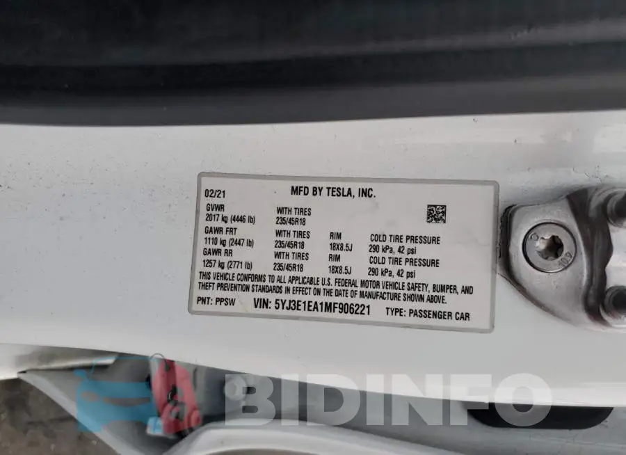 5YJ3E1EA1MF906221 Photo# 13