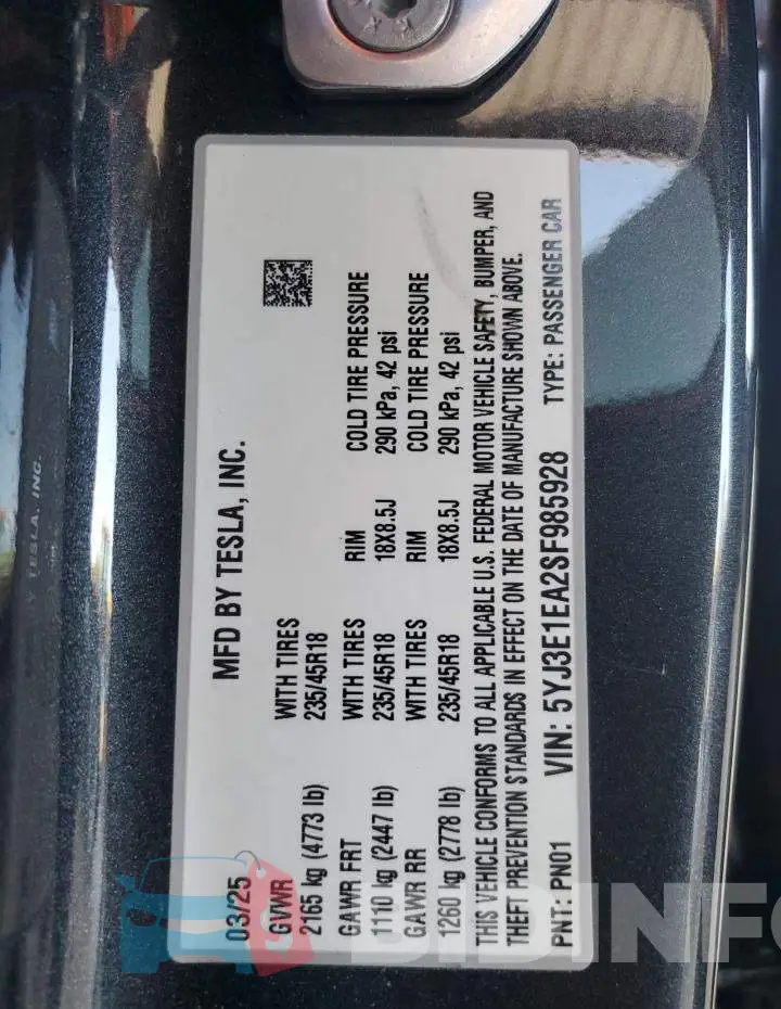 5YJ3E1EA2SF985928 Photo# 12