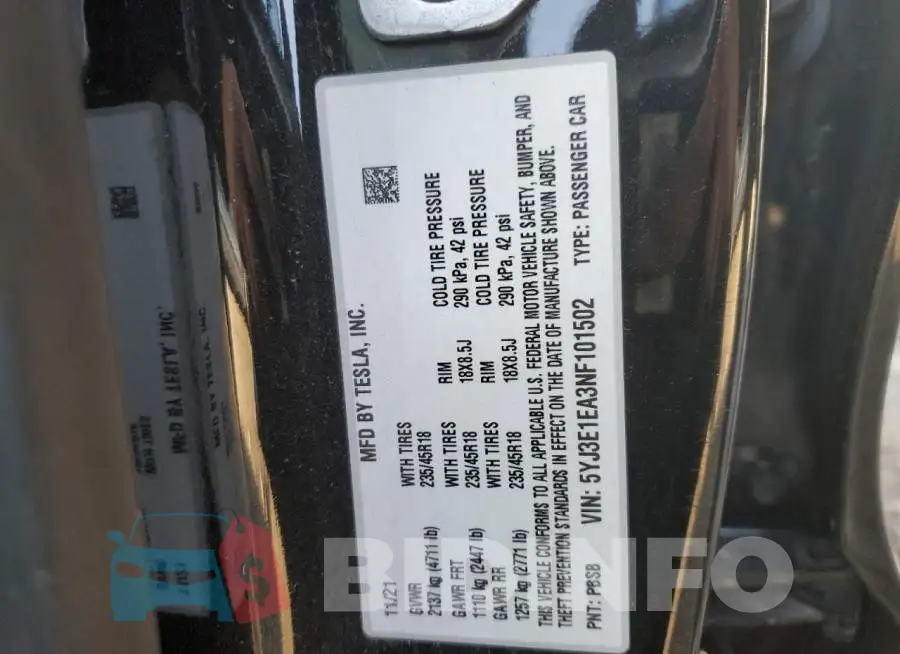 5YJ3E1EA3NF101502 Photo# 12