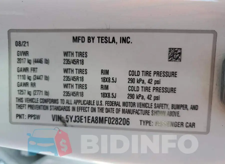 5YJ3E1EA8MF028206 Photo# 12