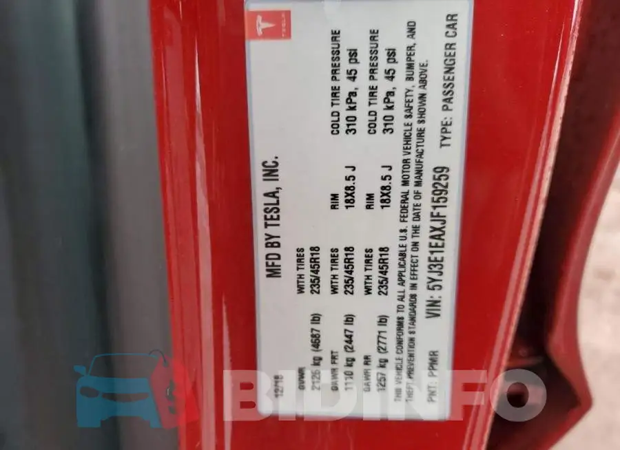 5YJ3E1EAXJF159259 Photo# 12