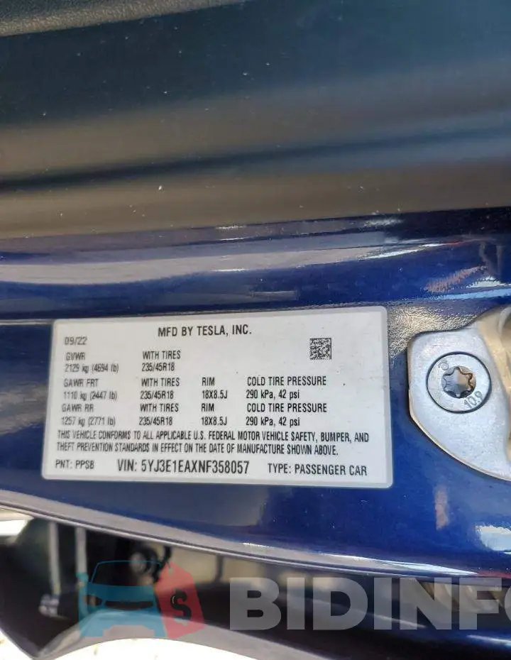 5YJ3E1EAXNF358057 Photo# 12