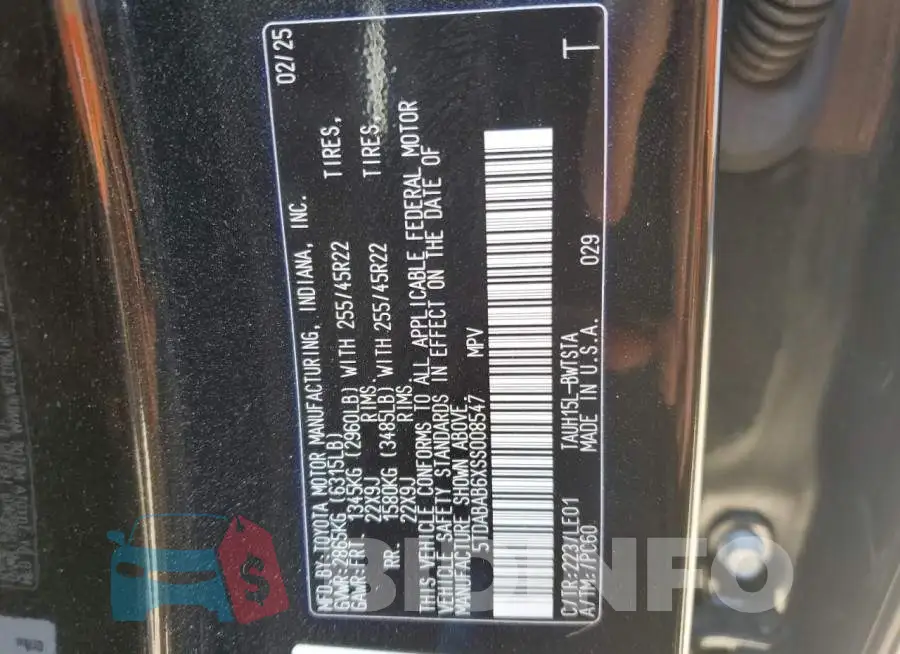 5TDABAB6XSS008547 Photo# 13