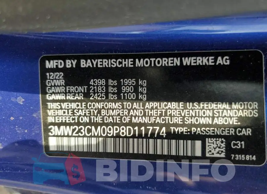 3MW23CM09P8D11774 Photo# 12
