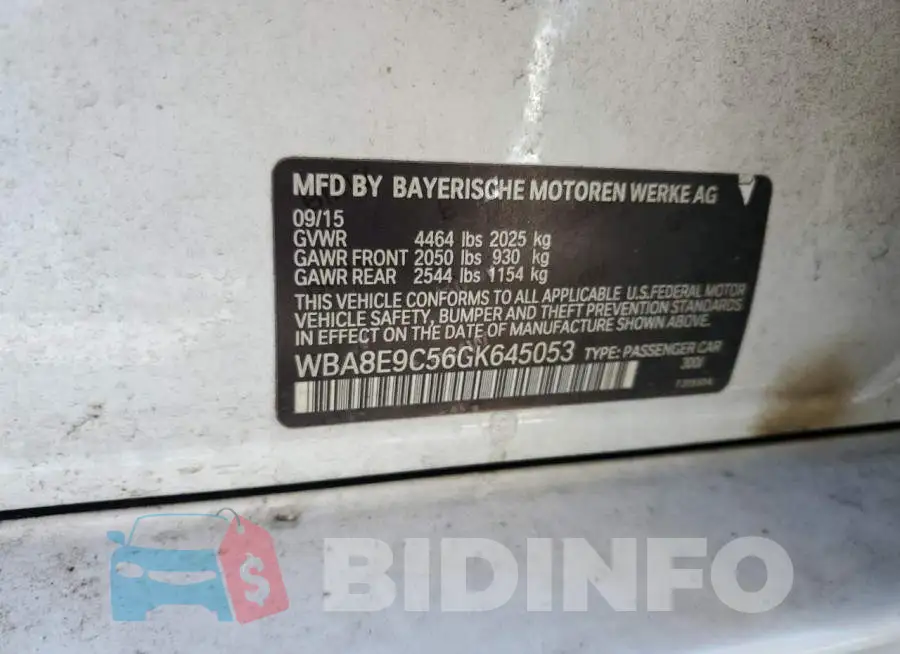 WBA8E9C56GK645053 Photo# 12