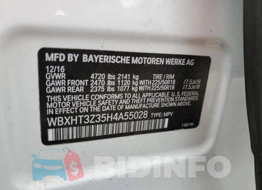 WBXHT3Z35H4A55028 Photo# 13
