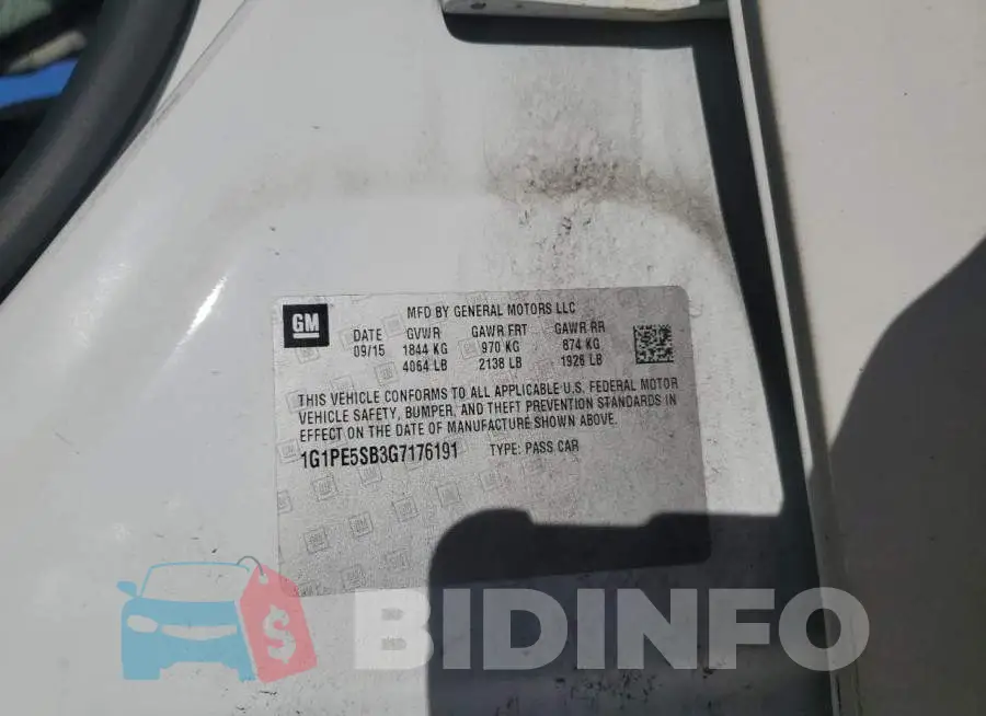 1G1PE5SB3G7176191 Photo# 12