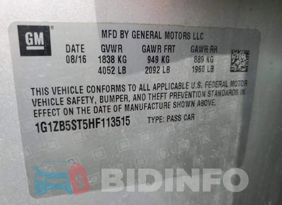 1G1ZB5ST5HF113515 Photo# 12