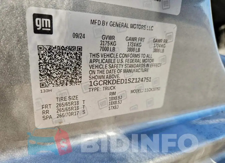 1GCRKDED1SZ124751 Photo# 13
