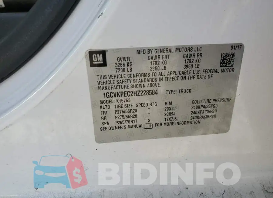 1GCVKPEC2HZ228584 Photo# 13