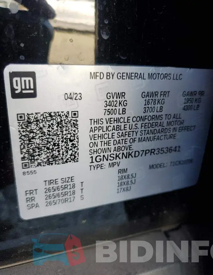 1GNSKNKD7PR353641 Photo# 13