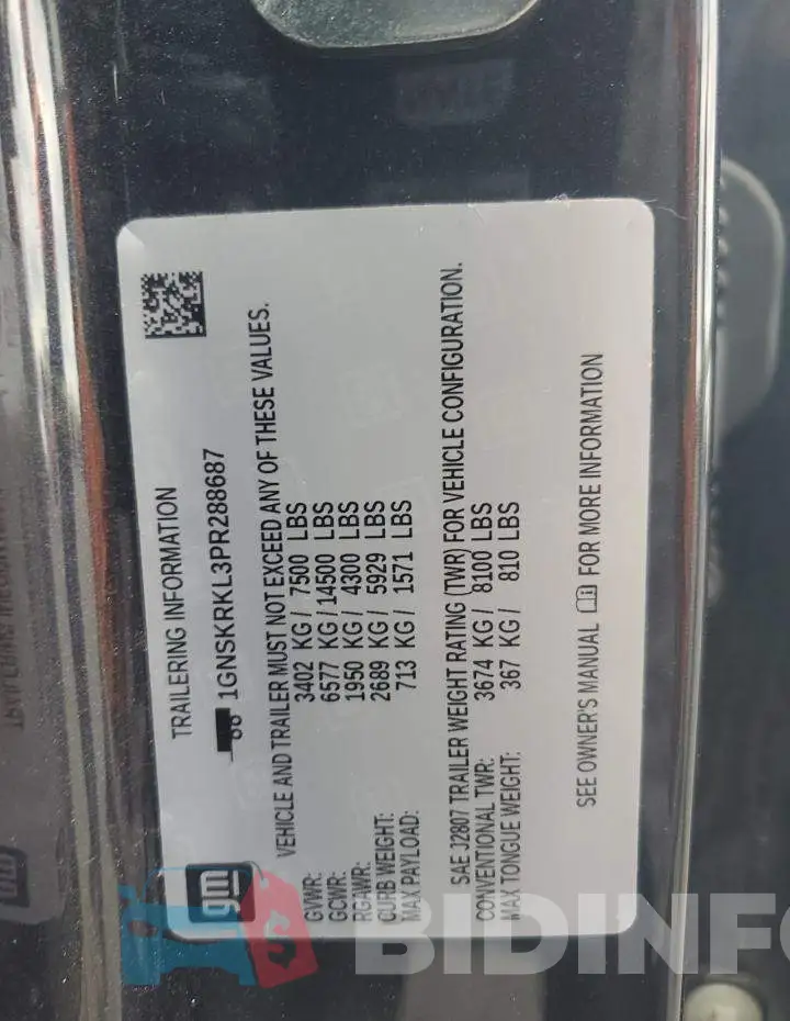 1GNSKRKL3PR288687 Photo# 13