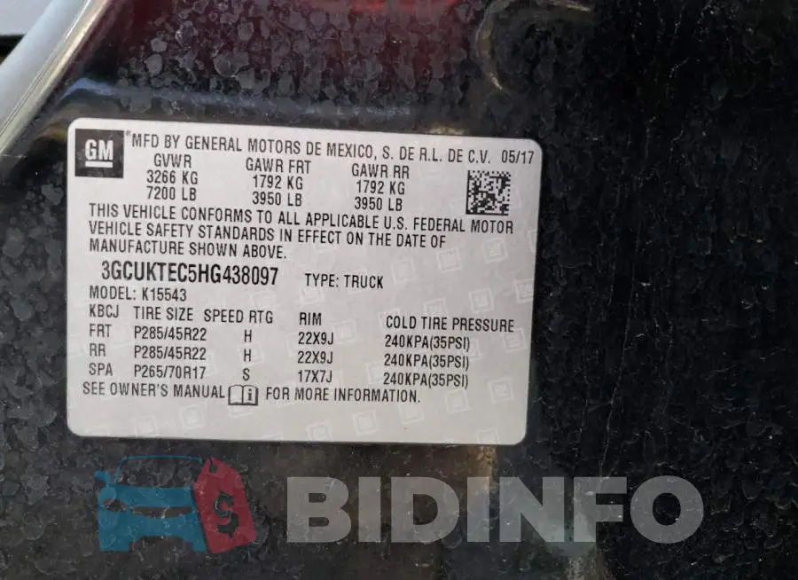 3GCUKTEC5HG438097 Photo# 12