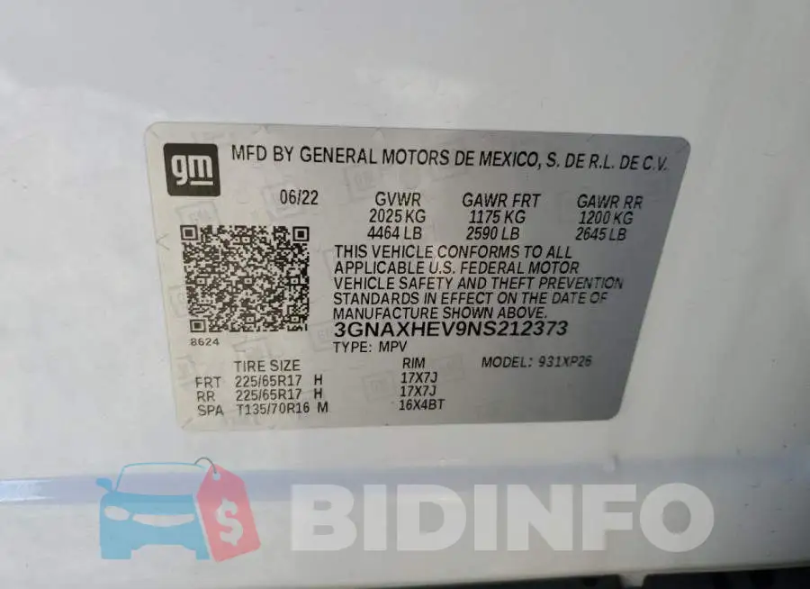 3GNAXHEV9NS212373 Photo# 13
