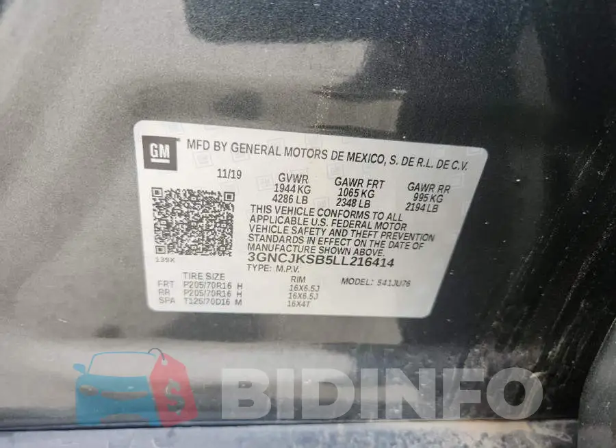 3GNCJKSB5LL216414 Photo# 12