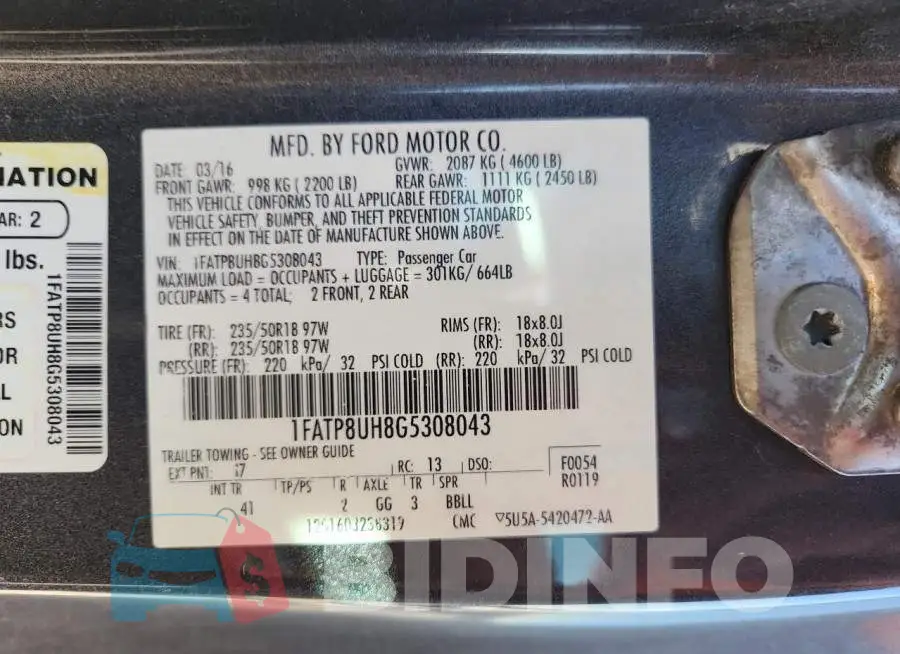 1FATP8UH8G5308043 Photo# 13